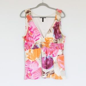 BCBG MAXAZRIA Floral Silk Blouse Tank Top